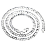 NNEOBA Sterling Silver 6mm Side Chain Necklace