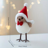 3Pcs Christmas Foam Bird Ornaments with Red Santa Hats and Scarves