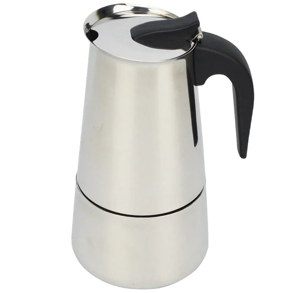 NNEOBA 9 Cup Stainless Steel Coffee Maker Moka Pot Stovetop Espresso Maker Silver