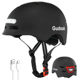 NNEOBA Bike Helmet with Front And Rear Rechargeable LED Lights Matte Black