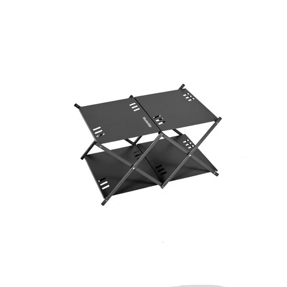 NNEOBA 2-Layer Folding Storage Rack Camping Shelf Black