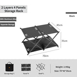 NNEOBA 2-Layer Folding Storage Rack Camping Shelf Black
