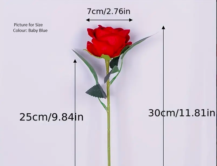 NNETM 12-Piece Baby Blue Artificial Silk Roses - 30cm/11.81inch Long S ...