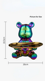 NNEOBA Sculpted Elegance: Silver-B Ceramic Electroplated Bear Doll Ornament
