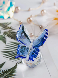 NNESN Blue Holographic Butterfly Glass Ornament - Sparkling Home Decor Craft