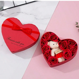 NNESN Romantic Heart-Shaped Rose Gift Box - Red, 15.5x17x4cm