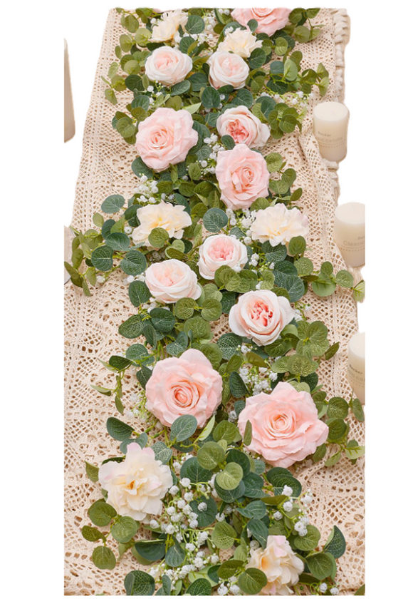 NNESN Pink Romantic Artificial Flower Vine - Lifelike Floral Decor