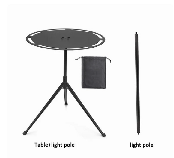 NNEOBA Round Aluminum Alloy Camping Table with Tripod and Storage Bag