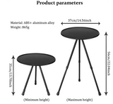 NNEOBA Folding Round Table Portable Telescopic Outdoor Three-legged Dining Table with lamp holder