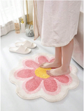 NNETM Chic Pink Plush Home Carpet - Petal-Shaped Delight