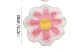 NNETM Chic Pink Plush Home Carpet - Petal-Shaped Delight