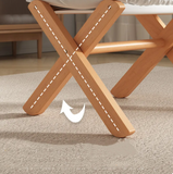 NNEOBA Foldable Solid Wood Low Stool with Paste-Style Grey Seat Cushion
