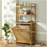 NNEOBA 4-Tier Laundry Hamper with Tilt-Out Basket | Bathroom Storage Shelf Organizer