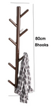 NNEOBA Rustic Pine Wall-Mounted Coat Rack with 8 Hooks - Coffee (80cm)
