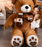 NNECN Huge 100cm Brown Giant Teddy Bear Toys Stuffed Animals Soft Plush Cotton Scarf Bear Hold Pillow Doll
