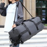 NNEOBA Roller Travel Duffel Bag with Fixed Casters Grey