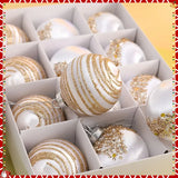 12PCS Silk Foam Christmas Ball Ornament Set
