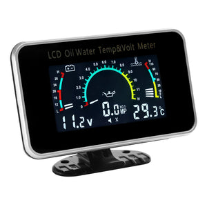 NNEOBA 3 in 1 LCD Gauge Oil Temperature Water Temperature And Voltmeter Black