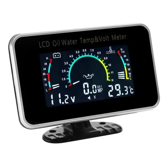 NNEOBA 3 in 1 LCD Gauge Oil Temperature Water Temperature And Voltmeter Black