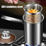 NNEOBA Stainless Steel Deep Fryer Pot with Basket And Lid Silver