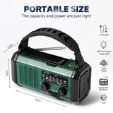 NNEOBA 10000mAh Solar Hand Crank Emergency Radio Green