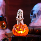 3PCS Halloween Skeleton Pumpkin Lantern Decorations – Ghost Festival Resin Ornaments for Bar, Home & Party Décor
