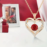 NNEOBA Red Zircon Pendant Necklace in Rose Gift Box