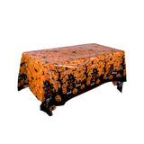 Halloween Disposable Plastic Tablecloth – Pumpkin, Spider Web & Bat Party Table Cover for Home and Celebrations