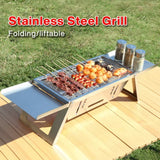NNEOBA Stainless Steel Folding Charcoal Barbecue Stove BBQ Grill Rack Silver