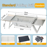 NNEOBA Stainless Steel Folding Charcoal Barbecue Stove BBQ Grill Rack Silver