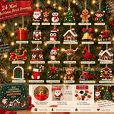 24-Day Mini Christmas Brick Ornament Advent Calendar,Unique Designs, Buildable Bricks, Hanging Loops Included, Holiday Countdown