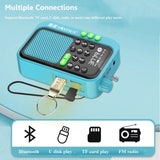 NNEOBA Mini Portable FM Radio Rechargeable Blue