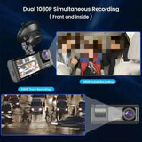 NNEOBA 2 Channel 1080P HD Dash Cam Triple Lens Car DVR Black