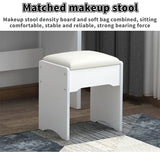 NNEOBA Elegance in Simplicity: White Dressing Table Set with Sliding Mirror & Ample Storage