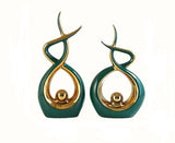 NNEOBA Elegant Green Ceramic Sculpture Statue - Set of 2