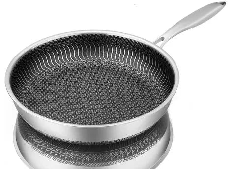 NNEOBA Tri-Ply 316 Frying Pan 32cm Double-Sided Honeycomb Skillet Silver
