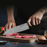 NNEOBA 7-Inch Hand-Forged Kiritsuke Knife 73-Layer Damascus Steel Black