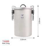 NNEOBA Titanium Steamer Pot Camping Cookware Silver