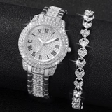 NNEOBA Roman Dial Women's Luxury Quartz Watch Set