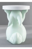 NNEOBA Artistic Rabbit Statue Tea Table - Light Green Round Side Table for Home Decor