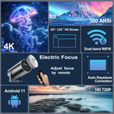NNEOBA HD 4K-Supported Android LED Projector Black