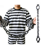 Halloween Plastic Handcuffs Fetters Ball Props Realistic Pranks With Chain Anklets Costume Props Prisoners Cosplay Accessories