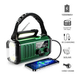 NNEOBA 10000mAh Solar Hand Crank Emergency Radio Green