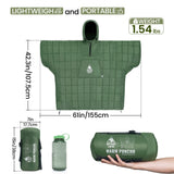 NNEOBA Tactical Poncho Blanket Wearable Sleeping Bag Hooded Ultralight