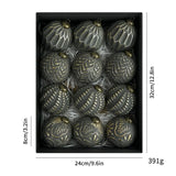 8cm 3D Pattern Christmas Ball Ornament Set (12PCS)