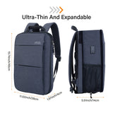 NNEOBA Slim Expandable Laptop Backpack Dark Grey