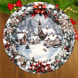 2D Flat Christmas Wooden Sign Ice & Snow Town Wreath