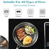 NNEOBA 28cm Stainless Steel Honeycomb Nonstick Frying Pan with Lid Silver