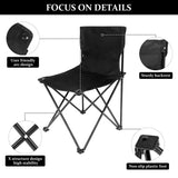 NNEOBA Foldable Camping Chair with Side Pocket Black