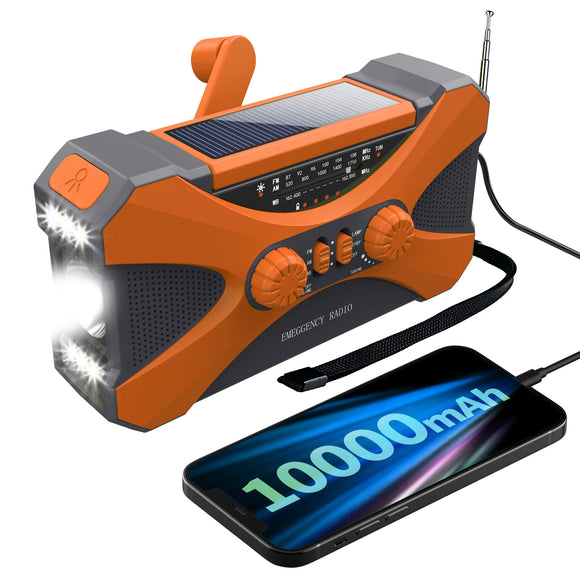 NNEOBA Emergency Hand Crank Solar Radio Orange